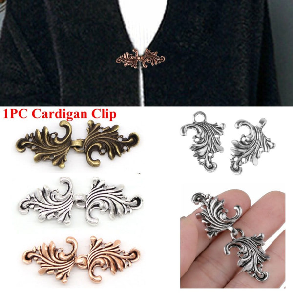 Cardigan Clip Sjal Brosch Clip Spännen ANTIK BRONS