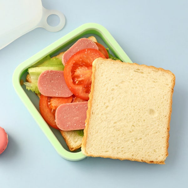 Sandwich Toast Bento Box Lunchlåda Bärbar Silikon Ta ut Lunchlåda Studentkontorsarbetare Lunchlåda Bärare,