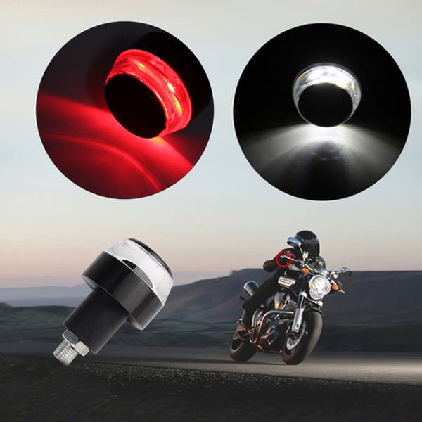 2 stk. LED Motorcykel Styrlys Greb Blinklys Bar End Plug Lampe Rød