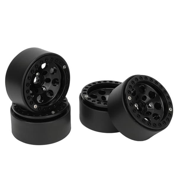 4 stk. 1,9 tommer RC bil hjulfælg nav i aluminiumslegering til Axial SCX10 II III Sort Stabil