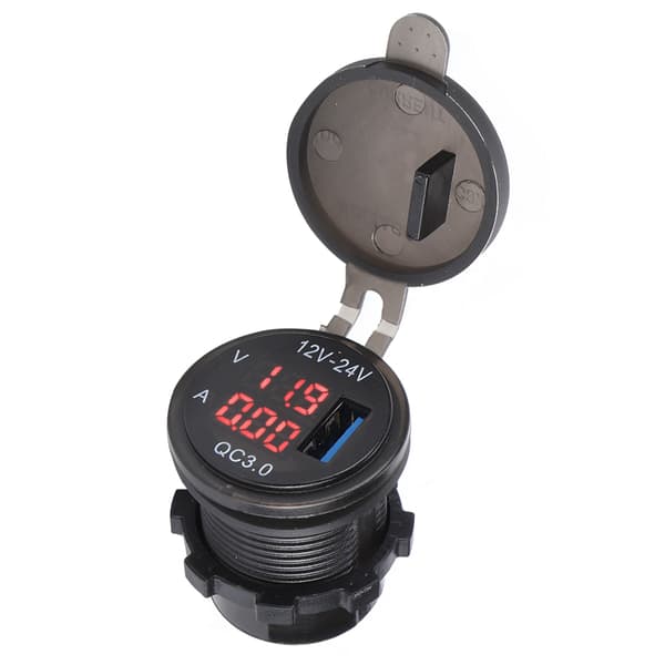 3 i 1 Bil USB Oplader 3.0 med Digital Voltmeter Amperemeter Hurtig Telefonopladning