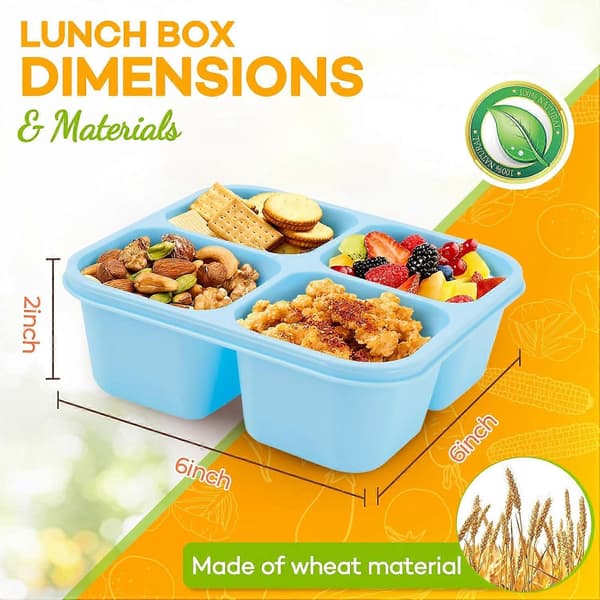 Bento Box Adult Lunch Box - 4-pack, 4-Compartment Snack Containers Reusable Lunch Boxes Stackable BPA-Free Lunch Containers for Home, Work Pink, Green, Blue, Yellow