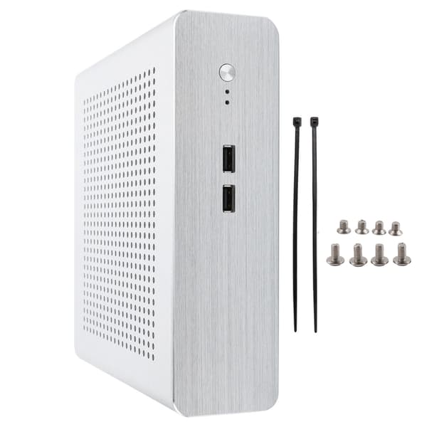 G60S HTPC Chassi Full Aluminium DCATX Strömförsörjning MiniITX Fodral Silver USB2.0 Stationär Dator