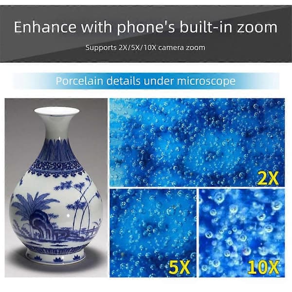 Nano-Zoom 200x för iPhone Bärbar Telefonmikroskoplins för iPhone Androids Black A