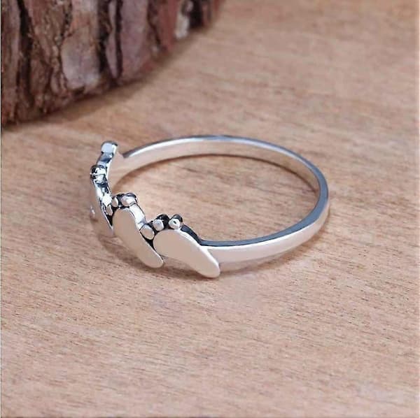 Couple Rings Cute Footprint Design - Personalized Simple and Versatile Trendy Rings silver silver 10
