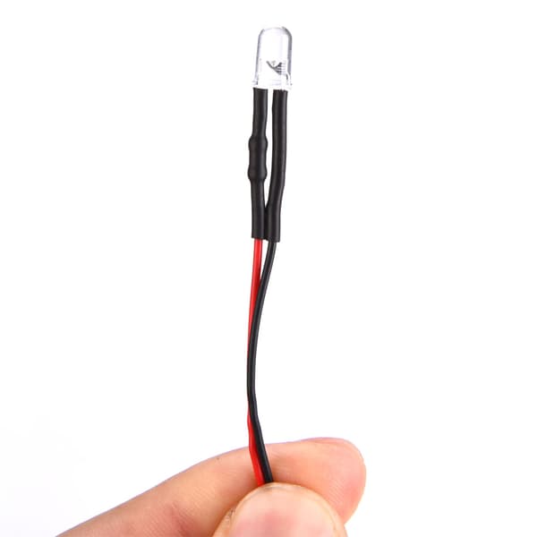 12V Förkopplade 5mm Isblå Runda LED-lampor 20cm Kabel 10st Set