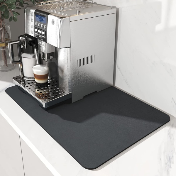 Kaffemåtte Skjul plet Gummiabsorberende bakke til køkkenbord tørremåtte - Kaffemaskine Kaffebar tilbehør Kaffe