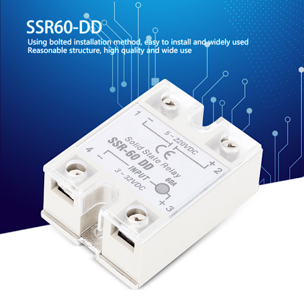 SSR60 DD Solid State Relæ DC Kontaktløs Switch 5-220VDC Høj Kvalitet