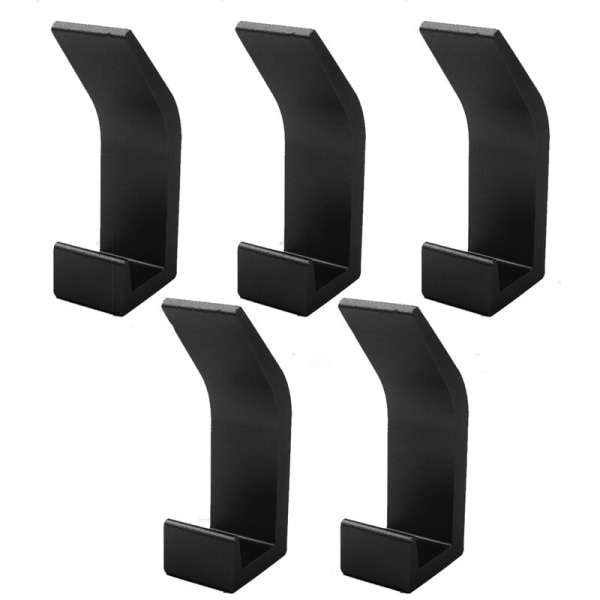 Black L-shape hooks without punching 5 hooks aluminum alloy coat hooks, for home kitchen, toilet, bathroom