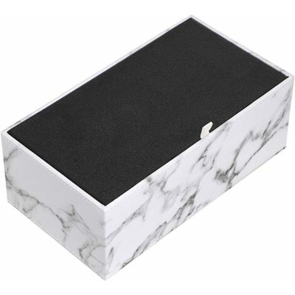 Rektangulær PU læder dispenser vævsæske, til familie, kontor, tablet (hvid marmor) 24x12x9cm