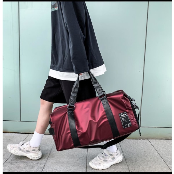 Suurikokoinen kannettava fitness , itsenäinen kenkäasento vetoketjullinen käsilaukku kuivan ja märän erottelun harjoituslaukku (punainen)