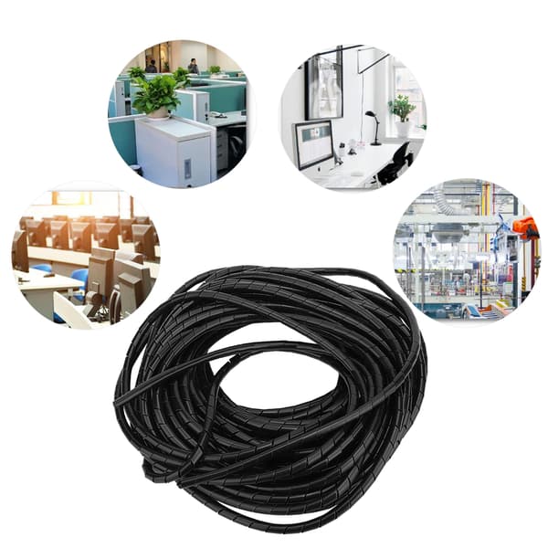 2-pak Sort 6 mm PP Spiral Ledningsbeskytter