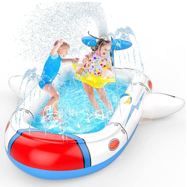Oppustelig Sprinkler Pool Luftskib Pad til Børn Baghave Udendørs Leg