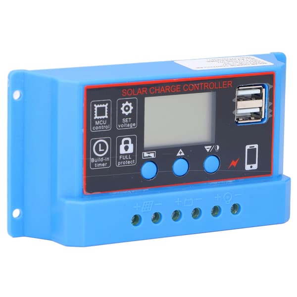 Solpanel Laddningsregulator LCD-display PWM Fotovoltaisk Laddningsregulator 12V 24V10A