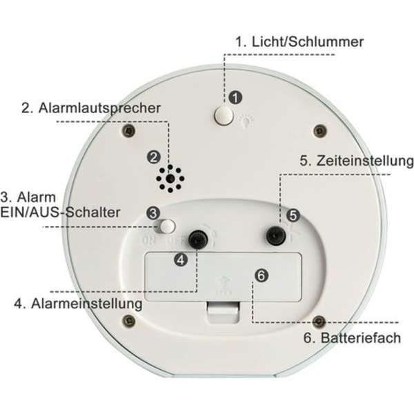 Børnevækkeur Analog dreng Pige Lydløs batteridrevne bordure Ingen tikkende sengekant Stor funktionslampe til seng