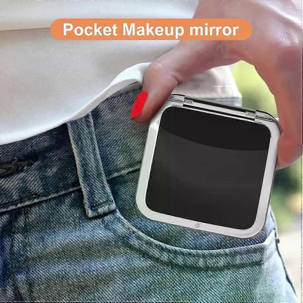 Compact 15X Magnifying Makeup Mirror, Travel-Friendly Handheld Pocket Mirror with 2-Sided 1X/15X Magnification, Portable Magnetic Closure