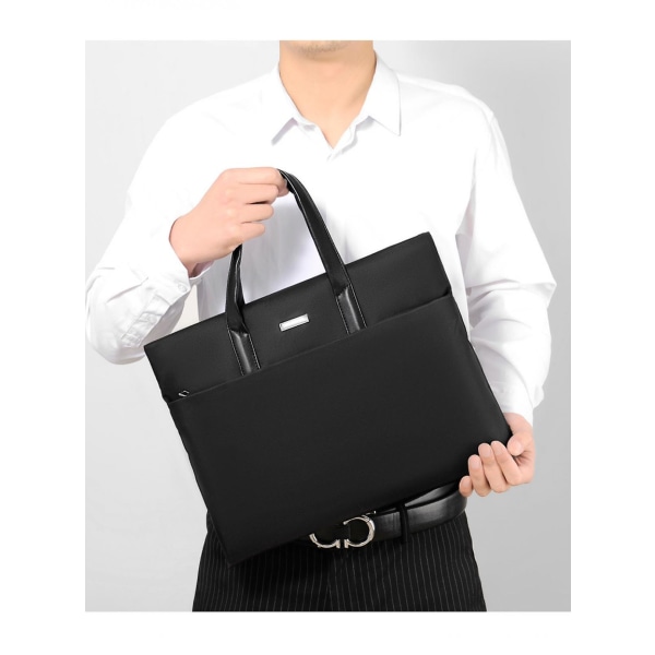 Muoti Uusi, suurikapasiteettinen tietokonelaukku Vapaa-ajan yksinkertainen salkku Liikematkakäsilaukku (musta)