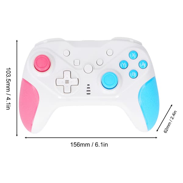 Kablet USB-spilcontroller 4 programmerbare knapper 6-akset sensor konsol pink blå
