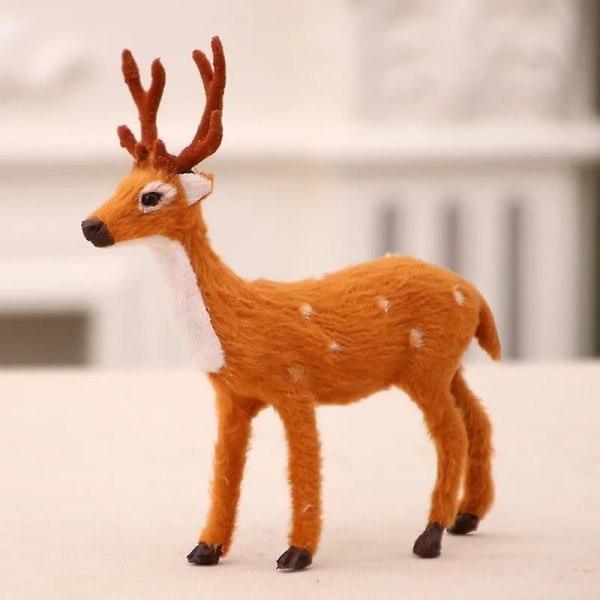 1st Vivid Söt Sika Deer Ornament Artificiell plysch Ren Simulering Jul Renfigur Jul Älgdekorationer 15CM Sika Deer