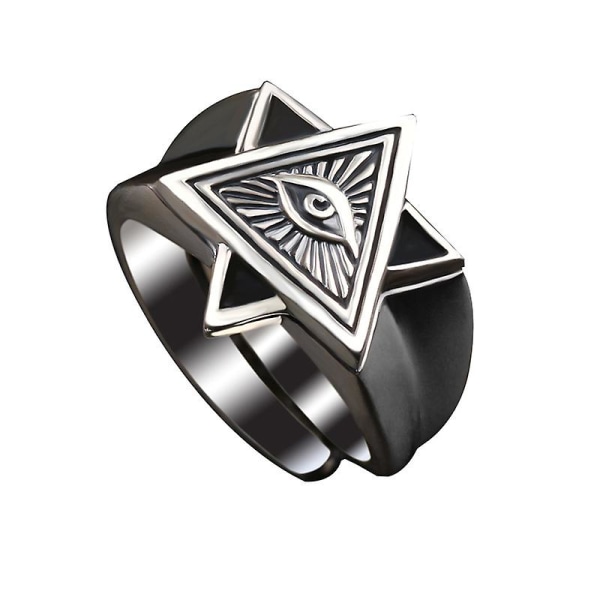 Vintage Sølvfarve Davidsstjerne Eye Of Horus Ring til Mænd Amulet Casual smykker