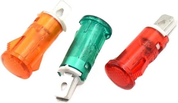 10 stk. 220V 110V 12V/24VDC panelmontering neonindikator rød grøn gule lys 10MM MDX-11A styresignallampe (5) 9