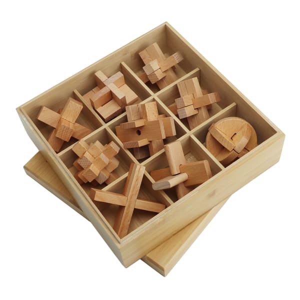 9 st 3D Trä Brain Teaser Pussel Interlock Unlock Pedagogisk Intellektuell Leksaksspel