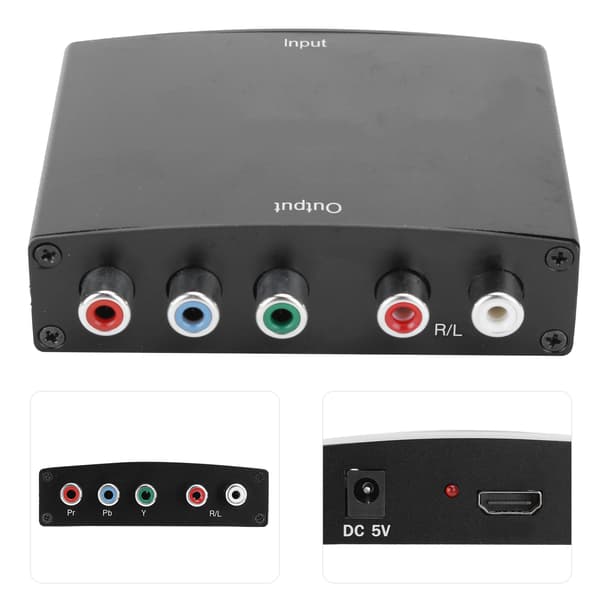 HDMI til 5RCA RGB komponentvideokonverter med YPbPr lydadapter 100-240V EU-plugg