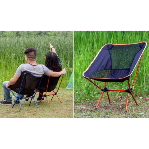 Kannettava ulkona käytettävä kokoontaittuva tuoli, vapaa-ajan selkänoja Ultrakevyt jakkara alumiiniseoskalastustuoli Rantatuoli-avaruustuoli (taivaansininen)