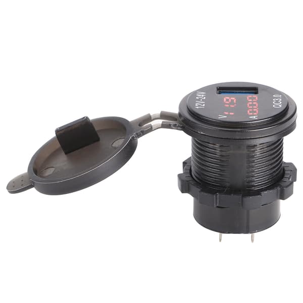 3 i 1 Bil USB Oplader 3.0 med Digital Voltmeter Amperemeter Hurtig Telefonopladning