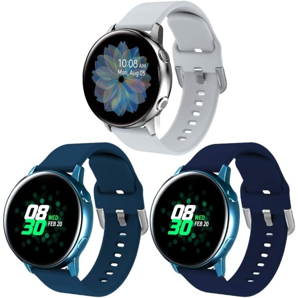 Silikonrem kompatibel med Samsung Galaxy Watch 3 41mm Rem/Active Rem 40mm/Active Rem 2/Galaxy Watch 42mm Rem, Kvinner Menn Myk Silikon Spo