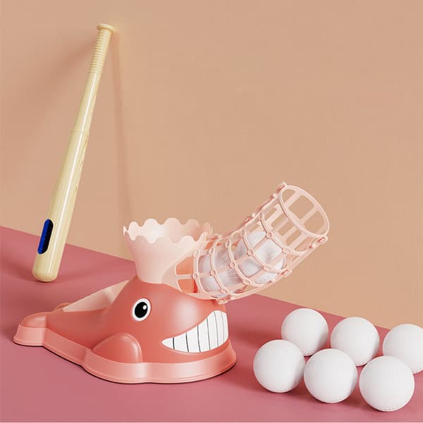 Børne Baseball Pitching Machine Automatisk Pitching Sæt med Bat 3 Pink Bolde