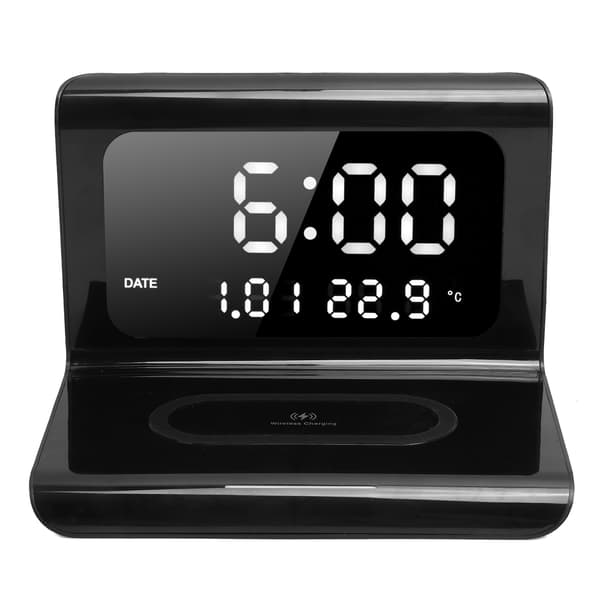 Multifunktionelt ur elektronisk kalender telefon trådløs automatisk oplader
