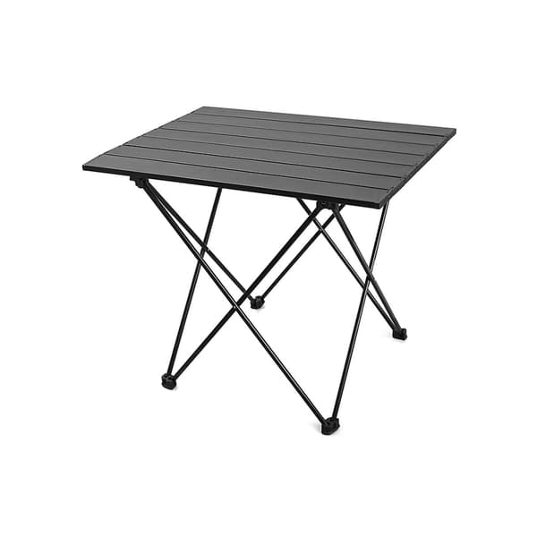 Bärbart hopfällbart campingbord i aluminiumlegering, svart M
