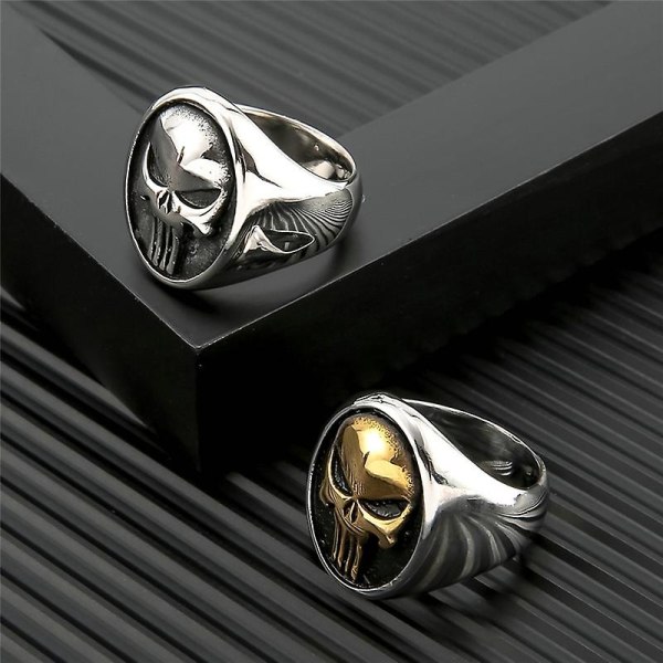 Mode Skull Biker Ring Mænd Kvinder Rustfrit Stål Vintage Smykker Punk Gylden Sølv Farve Motor Biker Skelet Ring Silver