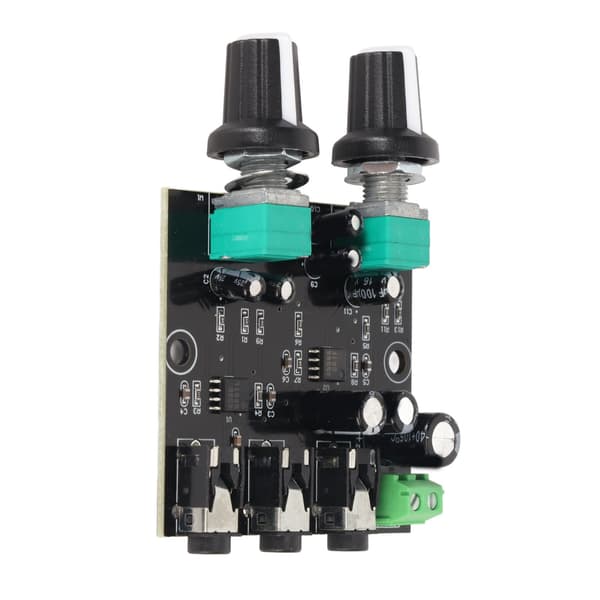 2-kanals stereo lydmixer board modul med hovedtelefonforstærker 5-12V DC input enkelt output