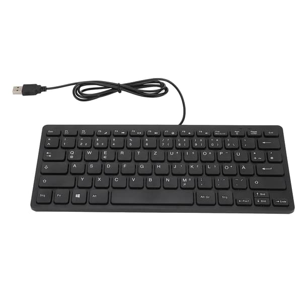 78 Tasters Ultratyndt Kablet Mini USB Tysksproget Tastatur til Stationær Computer
