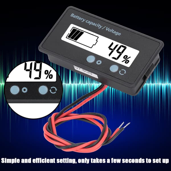 GY-6GS HTN Vattentät LCD Batterikapacitetsmätare Indikator 12-84V Vit PCB-display