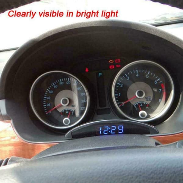 12V Digital LED Bilklokke Voltmeter Termometer Alarm