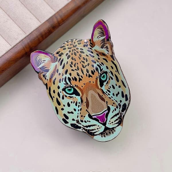 Akrylhårklemme med gepardmønster, 8,9×6,3 cm, 2 farvemuligheder, leopardmønstret hårnål til kvinder T