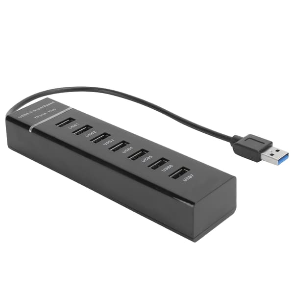 USB 3.0 Hub 7 Port Splitter Blå LED-indikator Hög Hastighet 5Gbps BYLP107 DC 5V