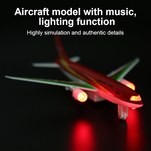 Legering Elektronisk Fly Miniature Model Træk Tilbage Fly Legetøj Gave til Børn (Rød)