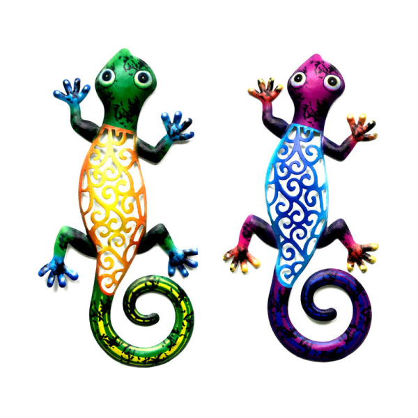 Smidesjärn Gecko Hem Vägghängande Hantverk Hängdekoration (Blå+Gul),