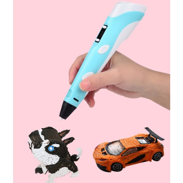 3D-utskriftspenna, 3D-tredimensionell borste, 5V-skrivpenna för presentleksaker för barn, ett set (lila)