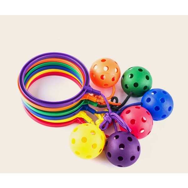 6 kpl Kids Swing Ball Rainbow Colors - Skip Ball Toy Set Catch Ball Set hyvään kuntoon pojille ja tytöille