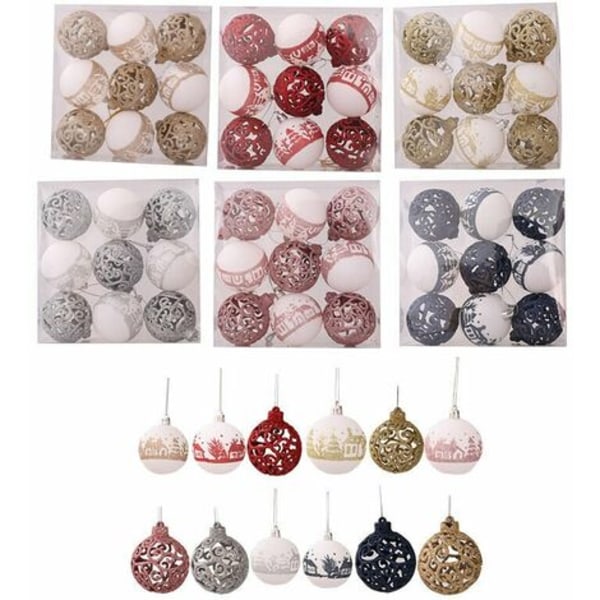 9pcs Unbreakable Christmas Tree Hanging Christmas Tree Holiday Wedding Xmas 6cm LYCXAMES