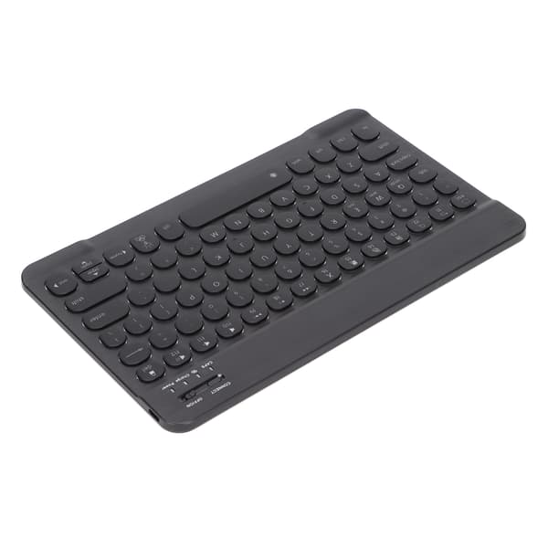 Trådløst rundt tastatur med baggrundsbelyst børstet overflade 10 tommer Android Windows iOS Sort