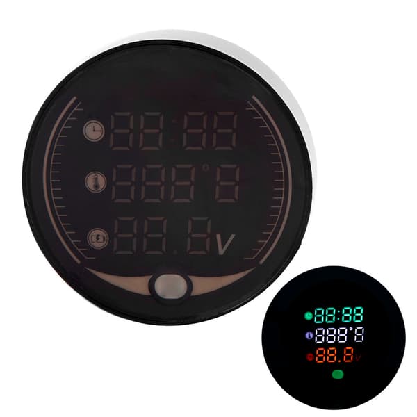 3 i 1 Motorcykel Digital Termometer Voltmeter Klocka Temperaturmätare