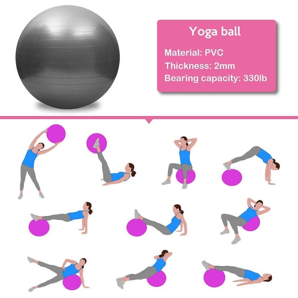 Exercise Ball Extrapaksu joogapallotuoli toimistoon, kotiin ja kuntosalille Grey