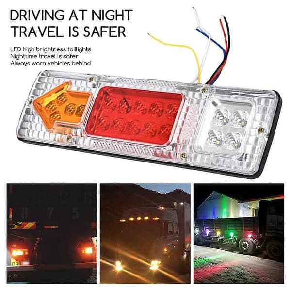 Bilsläp Lastbil Bakljus Enkel Installation Rektangulära LED-bakljus Bildel Red 2pcs 12V