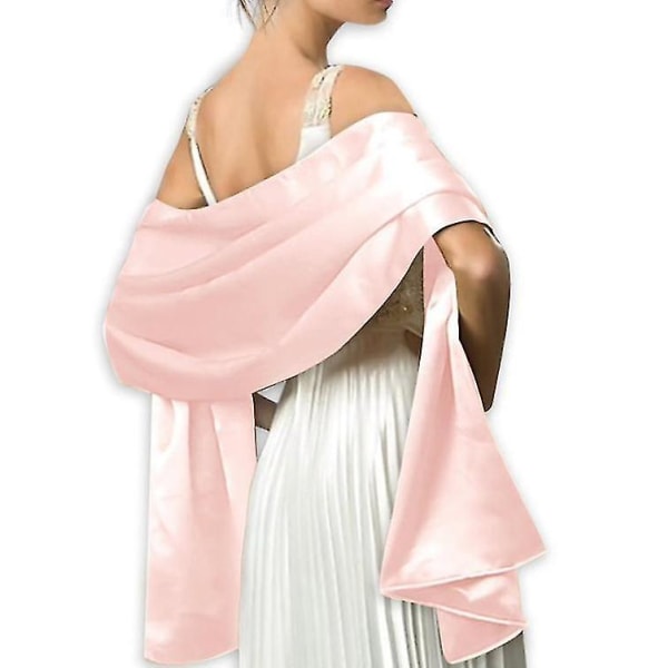 Ny enfärgad aftonklänning Sjal Lång Satin Halsduk Dekorerad Bröllop Cheongsam Med Satin Monokrom Sjal 1 Styck Pink